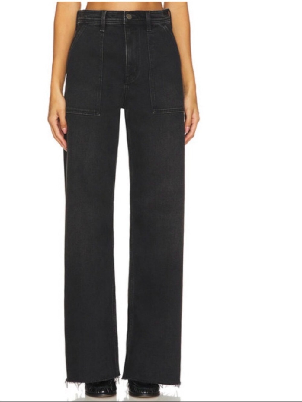 Pistola Penny Utility Collins High Rise Wide Leg Black Jeans Size 28